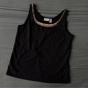 Chico's Black Tank Top with Beaded Trim